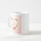 Benutzerdefiniertes Rosa und goldenes Herz Kaffeetasse (Vorderseite Links)