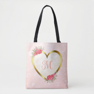 Benutzerdefiniertes Rosa und goldenes Herz Tasche