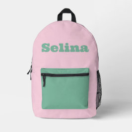 Benutzerdefiniertes Rosa und Mintgrün Bedruckter Rucksack