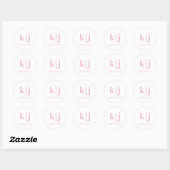 Benutzerdefiniertes Rosa Weiß Monogramm Make-up-Ar Runder Aufkleber (Blatt)