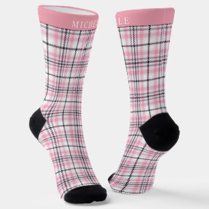 Benutzerdefiniertes Rosa Weiß Schwarz Karomuster Socken
