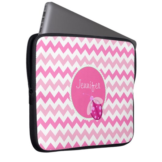 Benutzerdefiniertes rosa Zickzack Notebookgehäuse Laptopschutzhülle (Vorne Rechts)