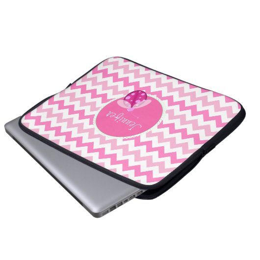 Benutzerdefiniertes rosa Zickzack Notebookgehäuse Laptopschutzhülle (Vorne Knopf)