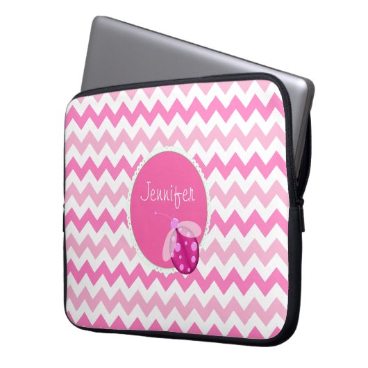 Benutzerdefiniertes rosa Zickzack Notebookgehäuse Laptopschutzhülle (Vorderseite Links)