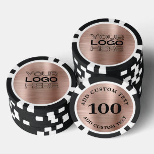 Benutzerdefiniertes Roségold-Geschäftslogo 100 num Pokerchips