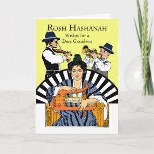 Benutzerdefiniertes Rosh Hashanah für Enkel, Klezm Feiertagskarte