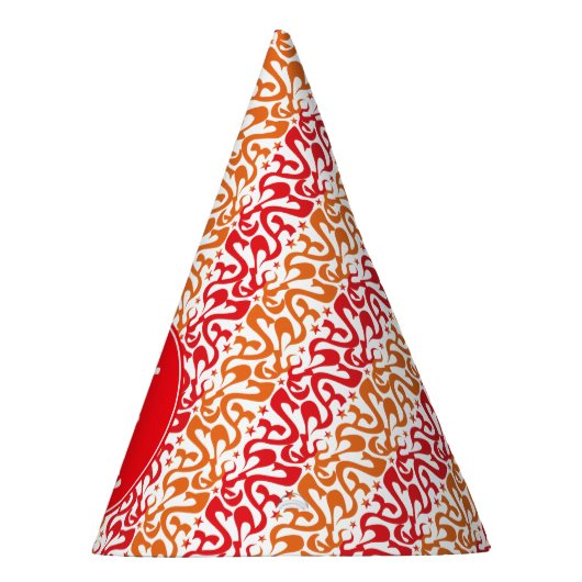 Benutzerdefiniertes Rot- und Orange-Mod-Muster Partyhütchen (Rechts)