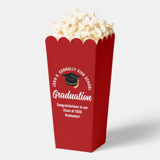 Benutzerdefiniertes rotes Abschlussfeier-Popcorn 2 Geschenkschachtel (Geplatzt)