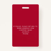 Benutzerdefiniertes rotes Abzeichen für Veranstalt Ausweis (Rückseite)