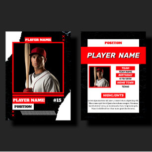 Benutzerdefiniertes rotes Baseball-Sammelkartenspi Telefonnummerkarte