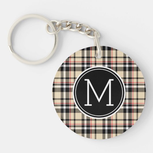 Benutzerdefiniertes rotes Beige Schwarz-weiße Quad Schlüsselanhänger (Vorderseite)