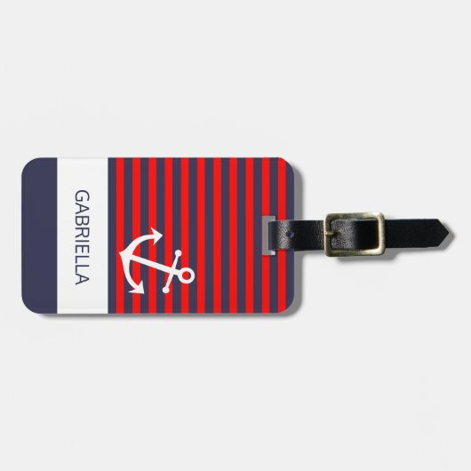 Benutzerdefiniertes rotes blaues Streifenmuster Gepäckanhänger (Vorderseite horizontal)