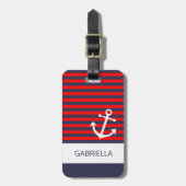 Benutzerdefiniertes rotes blaues Streifenmuster Gepäckanhänger (Vorderseite vertikal)