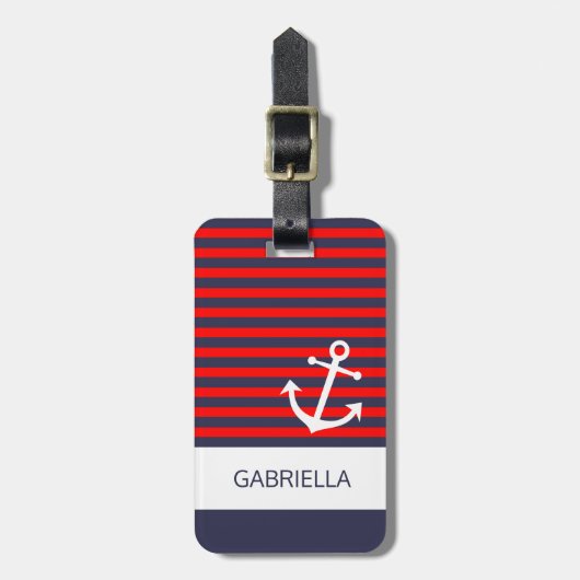 Benutzerdefiniertes rotes blaues Streifenmuster Gepäckanhänger (Vorderseite vertikal)