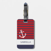 Benutzerdefiniertes rotes blaues Streifenmuster Gepäckanhänger (Rückseite vertikal)