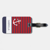 Benutzerdefiniertes rotes blaues Streifenmuster Gepäckanhänger (Rückseite horizontal)