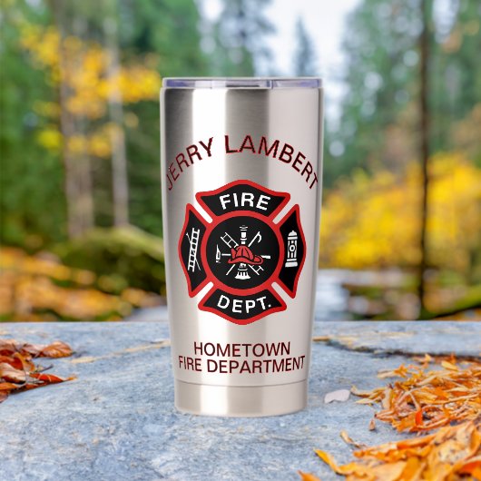 Benutzerdefiniertes rotes Feuerwehr-Abzeichen Thermobecher (Außenbereich (gedreht))