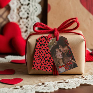 Benutzerdefiniertes rotes Foto mit Namen/Datum Geschenkanhänger