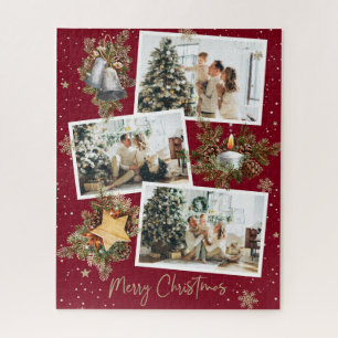 Benutzerdefiniertes rotes Fotocollage-Weihnachts-P Puzzle