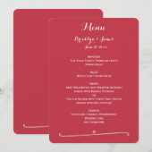 Benutzerdefiniertes rotes Hochzeitmenü mit Herz Menükarte (Vorne/Hinten)