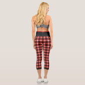Benutzerdefiniertes rotes Kariertes Muster Capri Leggings (Rückseite)