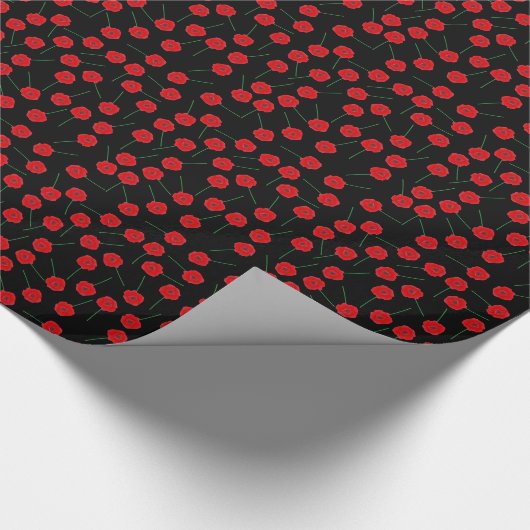 Benutzerdefiniertes rotes Mohnmuster für Blume Geschenkpapier (Ecke)