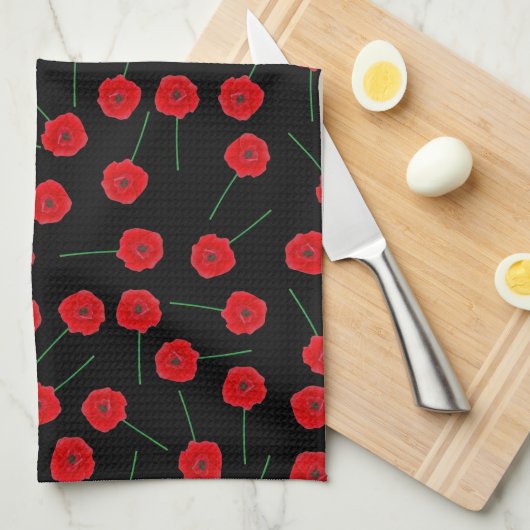 Benutzerdefiniertes rotes Mohnmuster für Blume Küchentuch (Viertel Falte)