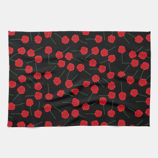 Benutzerdefiniertes rotes Mohnmuster für Blume Küchentuch (Horizontal)