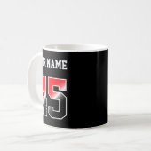 Benutzerdefiniertes rotes Nummer 45 personalisiert Kaffeetasse (Vorderseite Links)