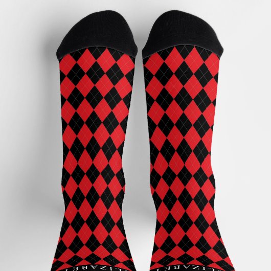 Benutzerdefiniertes rotes rosa Schwarzes Raute Mus Socken (Oben)