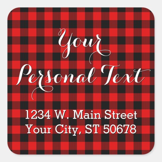 Benutzerdefiniertes rotes Schwarzes Land Karo Kari Quadratischer Aufkleber (Vorderseite)