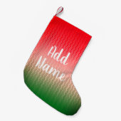 Benutzerdefiniertes rotes, silbergrünes Muster Kleiner Weihnachtsstrumpf (Vorderansicht (hängend))