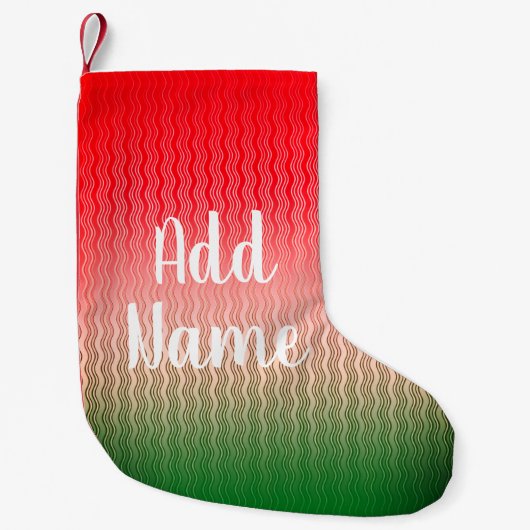Benutzerdefiniertes rotes, silbergrünes Muster Kleiner Weihnachtsstrumpf (Vorderseite)