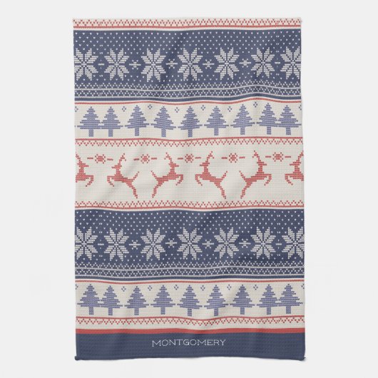 Benutzerdefiniertes rotes und blaues skandinavisch geschirrtuch (Vertikal)