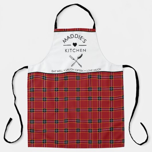 Benutzerdefiniertes rotes und Kariertes Schwarzes Schürze (Vorderseite)