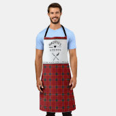 Benutzerdefiniertes rotes und Kariertes Schwarzes Schürze (Getragen)