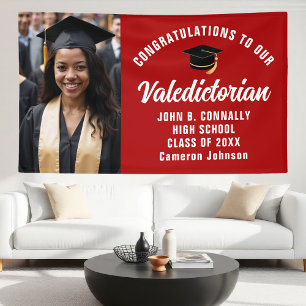 Benutzerdefiniertes rotes Valedictorian-Foto-Absch Banner
