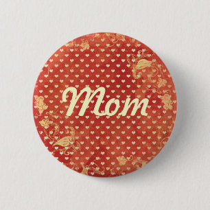 Benutzerdefiniertes rotes Vintage-Grunge-Herzen-Mu Button