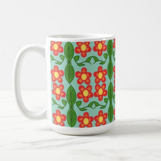 Benutzerdefiniertes rotes Volkskunst-Blumen- und B Kaffeetasse (Links)