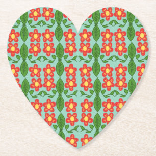 Benutzerdefiniertes rotes Volkskunst-Blumen- und B Untersetzer