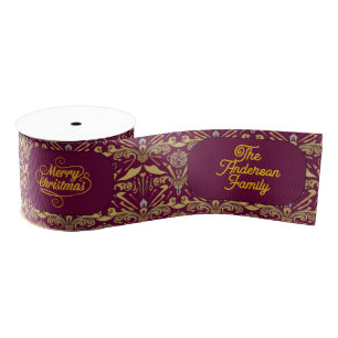 Benutzerdefiniertes Royal Burgund & Gold Verzierte Ripsband