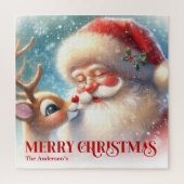 Benutzerdefiniertes Rudolph- und Weihnachtsmann-We Puzzle (Vertikal)
