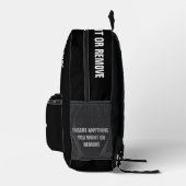 Benutzerdefiniertes rundes Foto und Text fest schw Bedruckter Rucksack (Rechts)