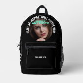 Benutzerdefiniertes rundes Foto und Text fest schw Bedruckter Rucksack (Vorderseite)