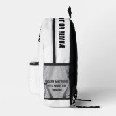 Benutzerdefiniertes rundes Foto und Text fest weiß Bedruckter Rucksack (Rechts)