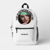 Benutzerdefiniertes rundes Foto und Text fest weiß Bedruckter Rucksack (Vorderseite)