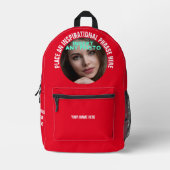 Benutzerdefiniertes rundes Foto und Text rot Bedruckter Rucksack (Vorderseite)