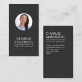 Benutzerdefiniertes rundes Foto vertikal, dunkelgr Visitenkarte (Vorne/Hinten)