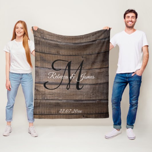 Benutzerdefiniertes Rustic Pattern Monogram Script Fleecedecke (Beispiel)