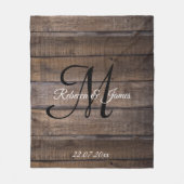 Benutzerdefiniertes Rustic Pattern Monogram Script Fleecedecke (Vorderseite)